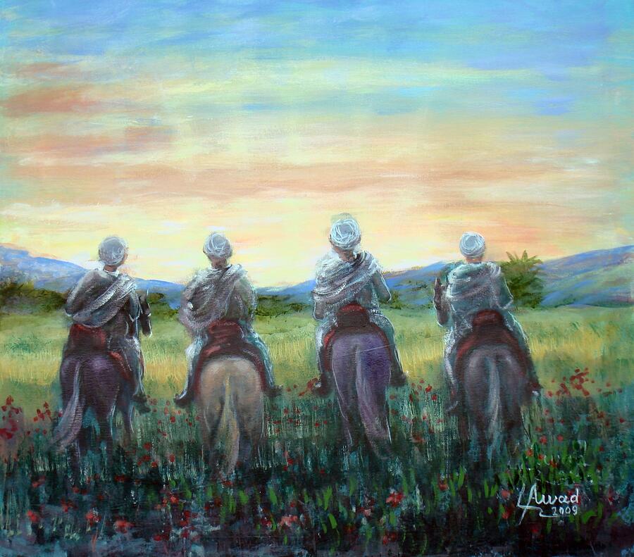 Four knights Painting by Laila Awad Jamaleldin