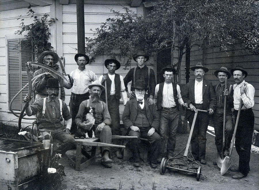 Vintage Photograph - Landscaping Crew by Underwood Archives