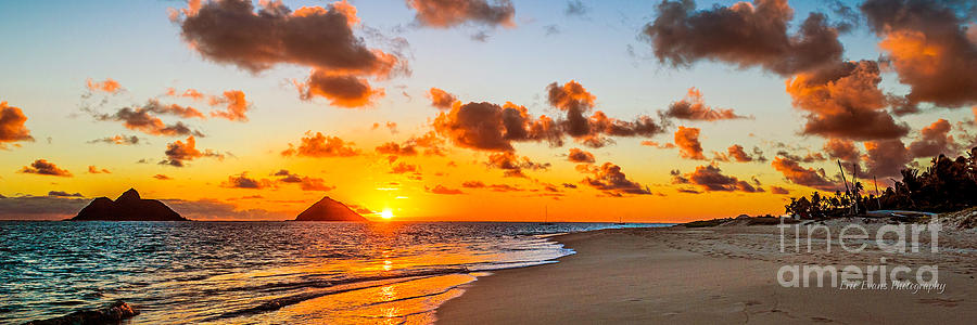 Lanikai Beach Photograph - Lanikai Beach Orange Sunrise 3 to 1 Aspect Ratio by Aloha Art
