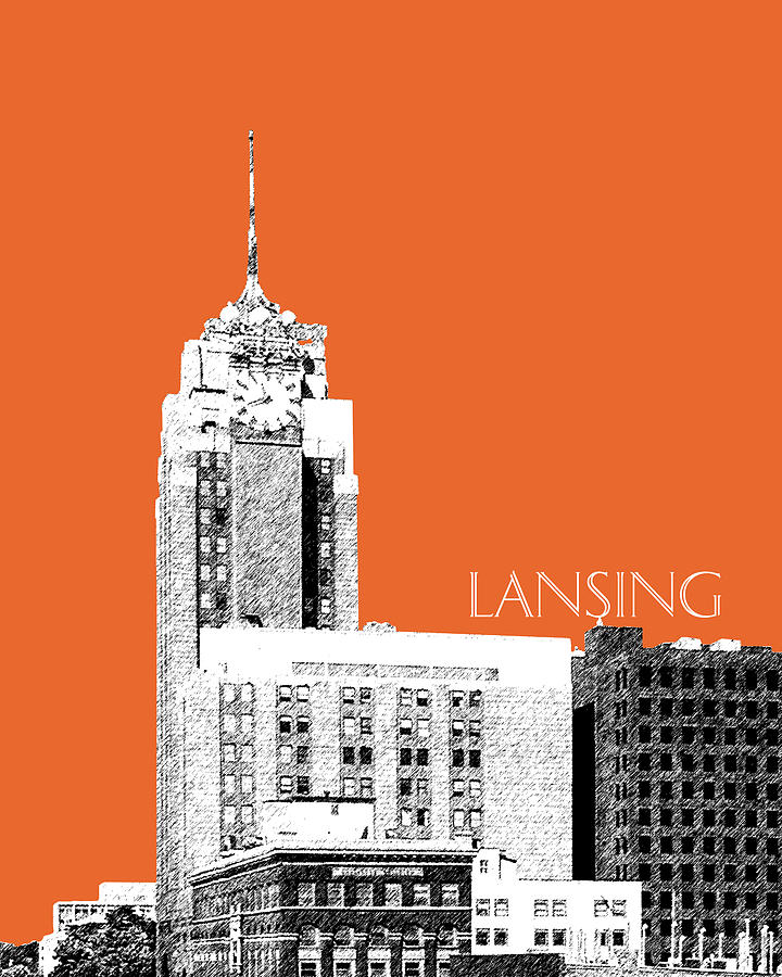 Lansing Michigan Skyline - Coral Digital Art by DB Artist