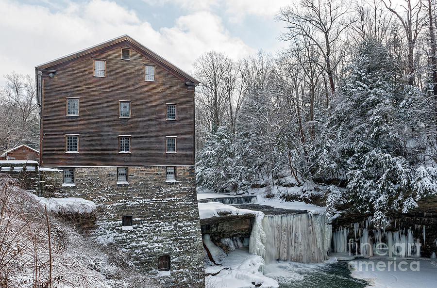 Winter Photograph - Lantermans Mill And Frozen Falls by Danielle Neil