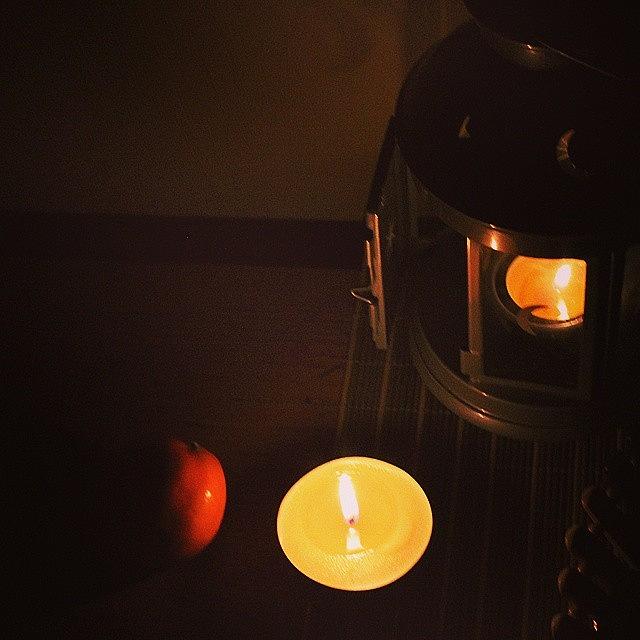 Lantern Still Life Photograph - #lantern #cozy #candles #mandarine by Doloresa Lapina