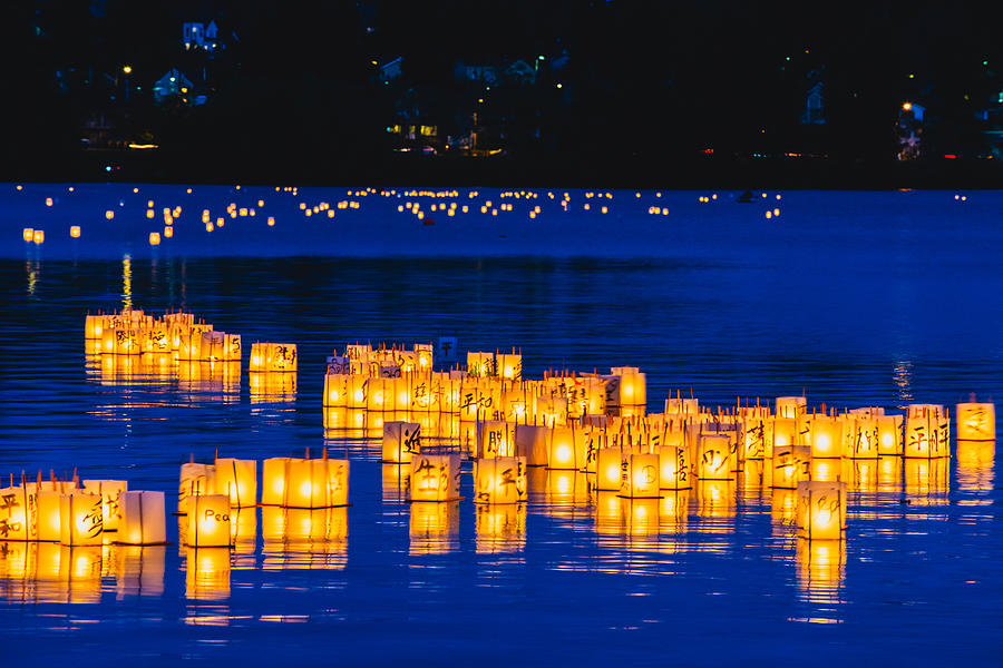 Lantern floating at Green Lake Photograph by Hisao Mogi