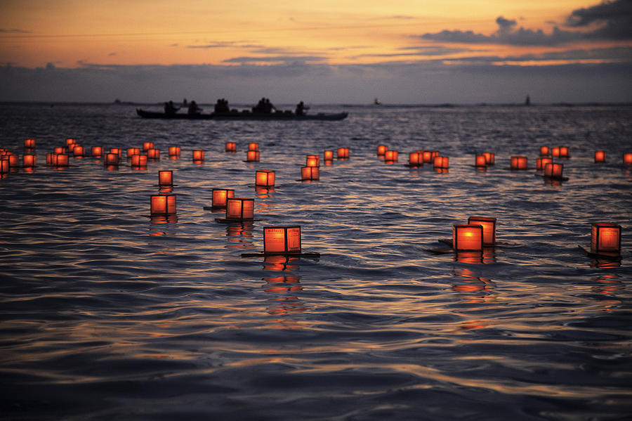 Sunset Photograph - Lanterns Floating by Brandon Tabiolo - Printscapes