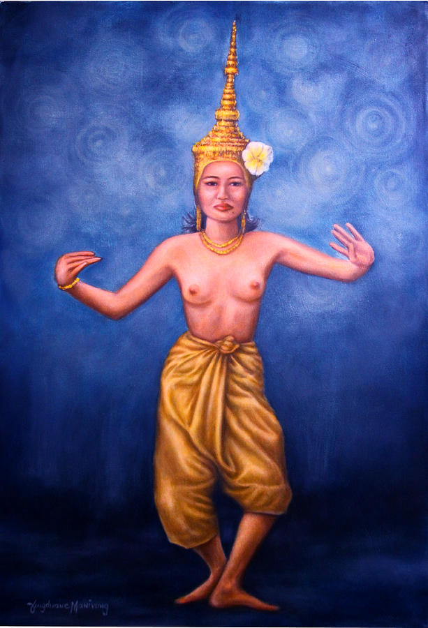 Lao Traditional Dancer from 1800s Painting by Vongduane Manivong