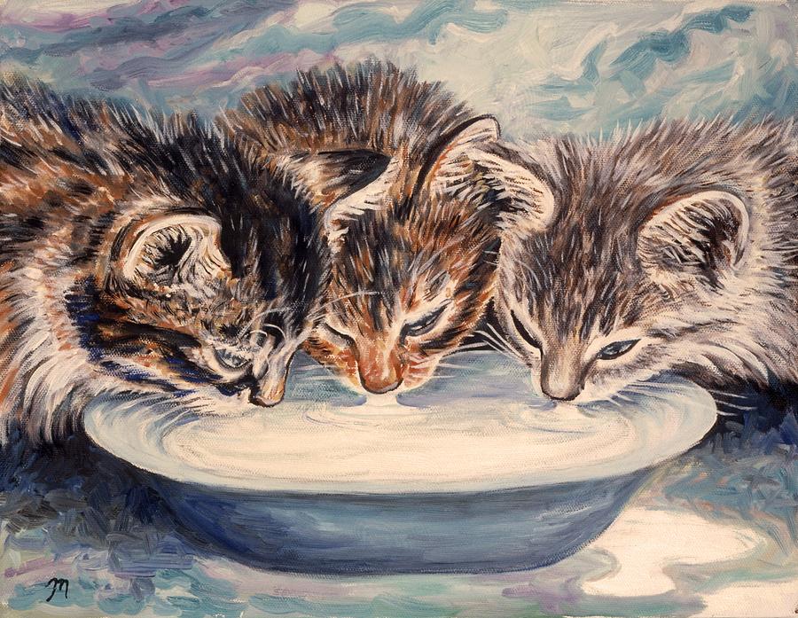 Cat Painting - Lap of Luxury Kittens by Linda Mears