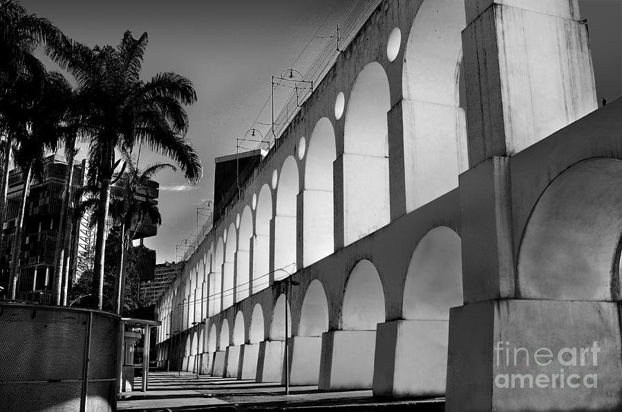 Lapa Arches in Black and White - Rio de Janeiro Photograph by Carlos Alkmin