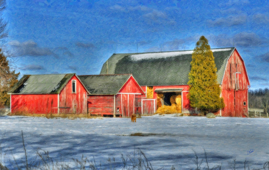 Winter Painting - Lapeer County Barns by Dean Wittle