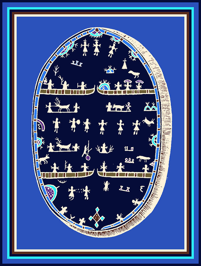 Lappish Shamans Ritual Drum Digital Art by Vagabond Folk Art - Virginia Vivier