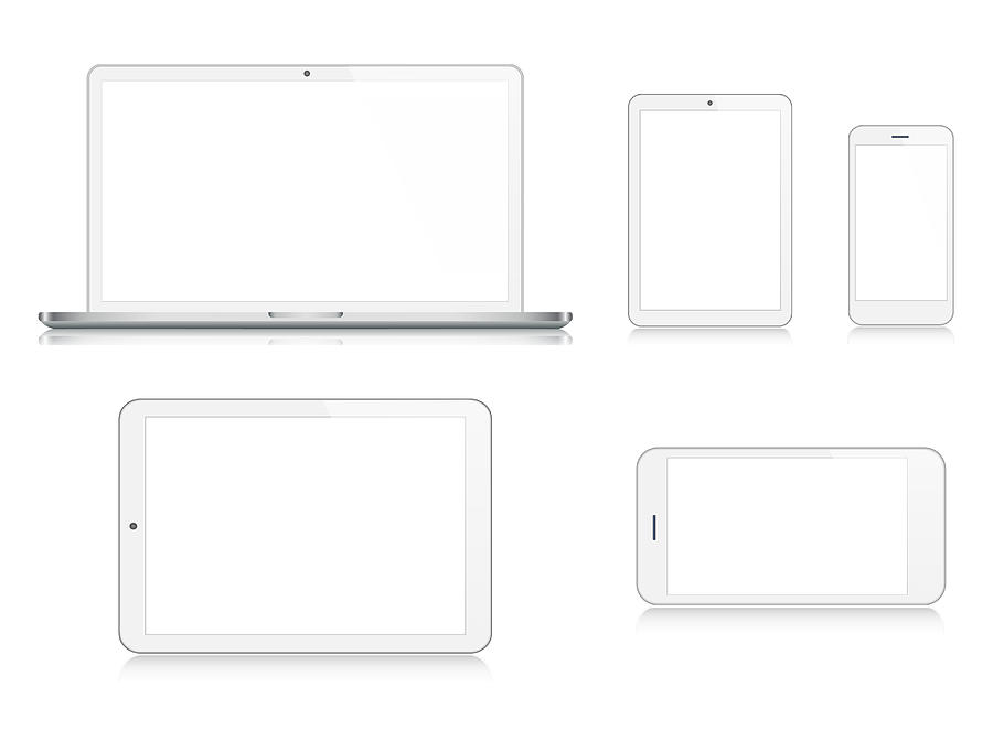 Laptop, Tablet, Smartphone, Mobile Phone in Silver Color Drawing by Yuliya
