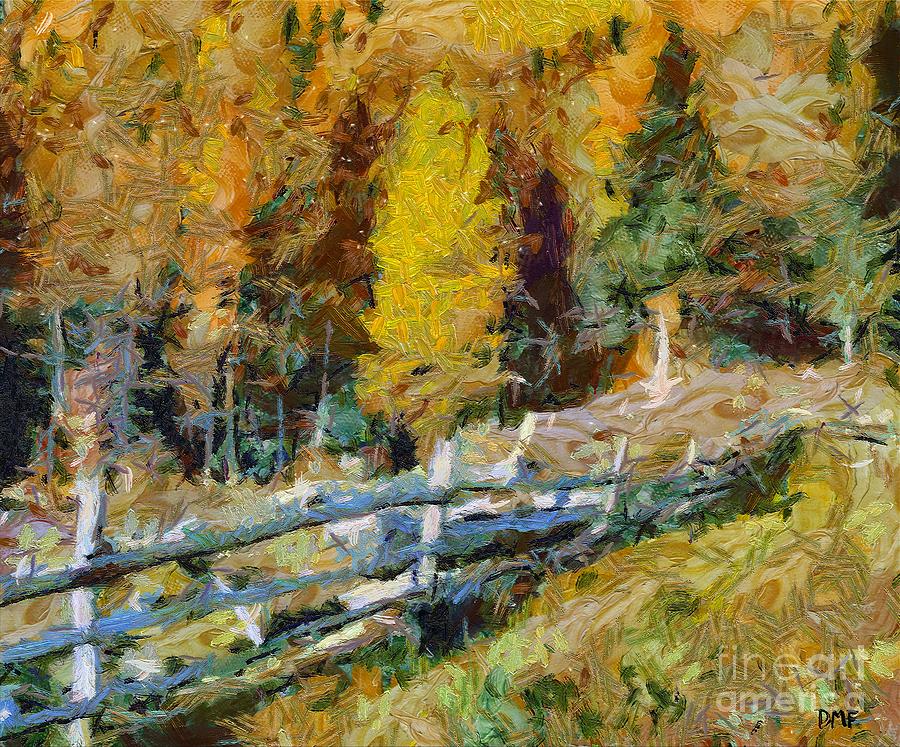 Larches in Autumn Painting by Dragica  Micki Fortuna