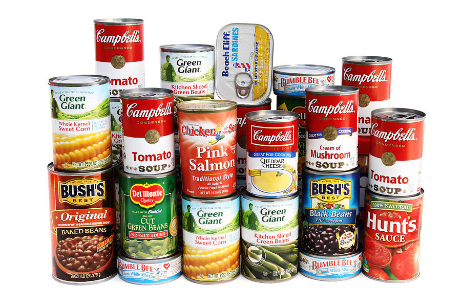 Large assortment of canned foods Photograph by NoDerog