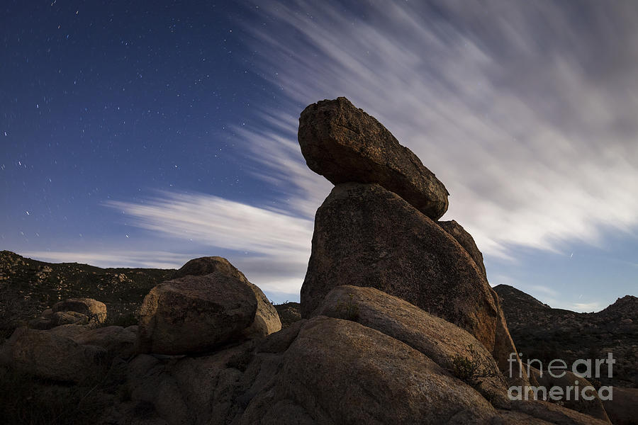 Large Boulders Backdropped By Stars Photograph