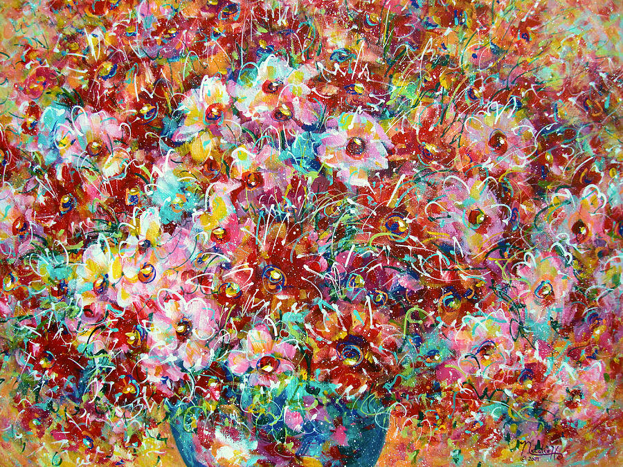 Large Bouquet Of Flowers Painting by Natalie Holland