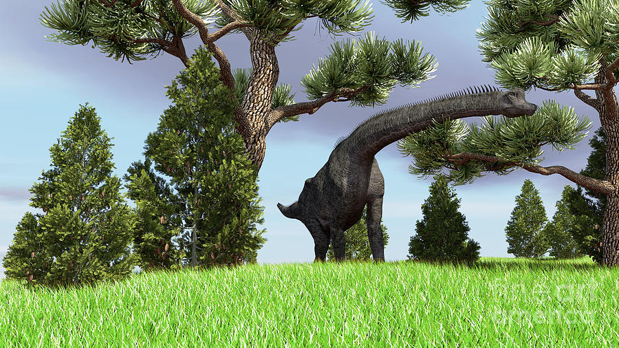 Large Brachiosaurus Grazing Among Trees Digital Art by Kostyantyn ...