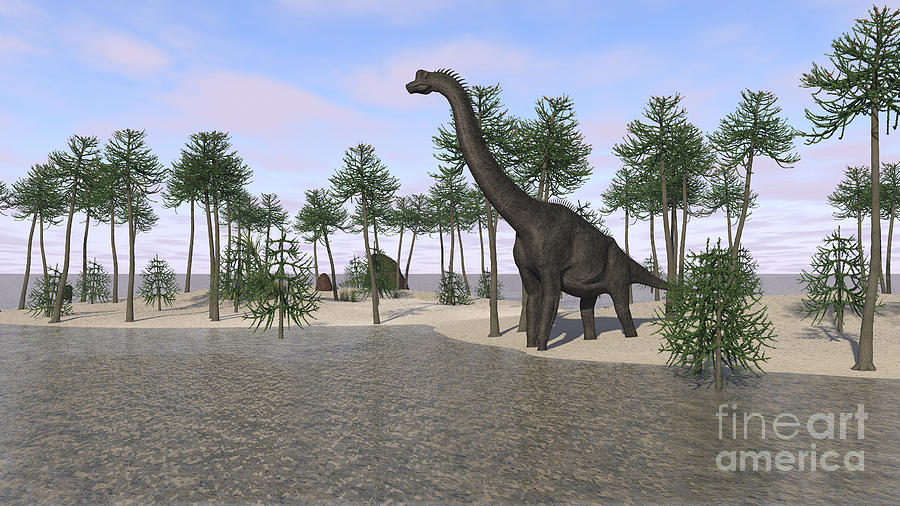 Large Brachiosaurus Standing Digital Art by Kostyantyn Ivanyshen