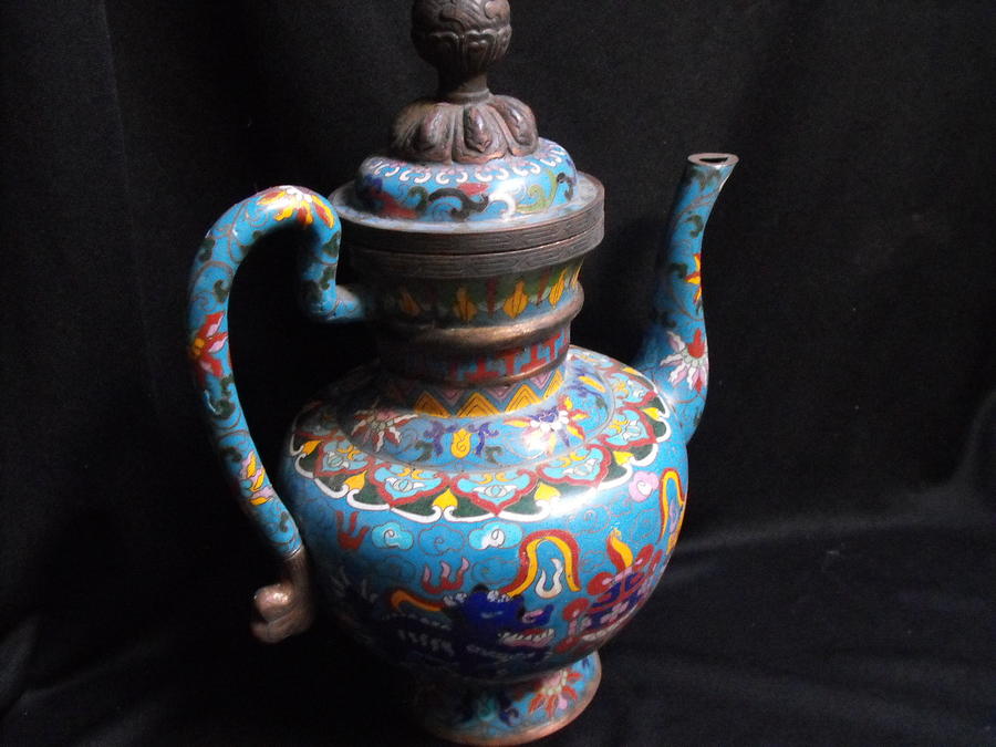 Dragon Mixed Media - Large Chinese cloisonne teapot by Anonymous