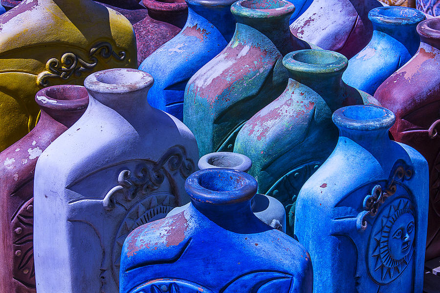 Vase Photograph - Large Colorful Vases by Garry Gay