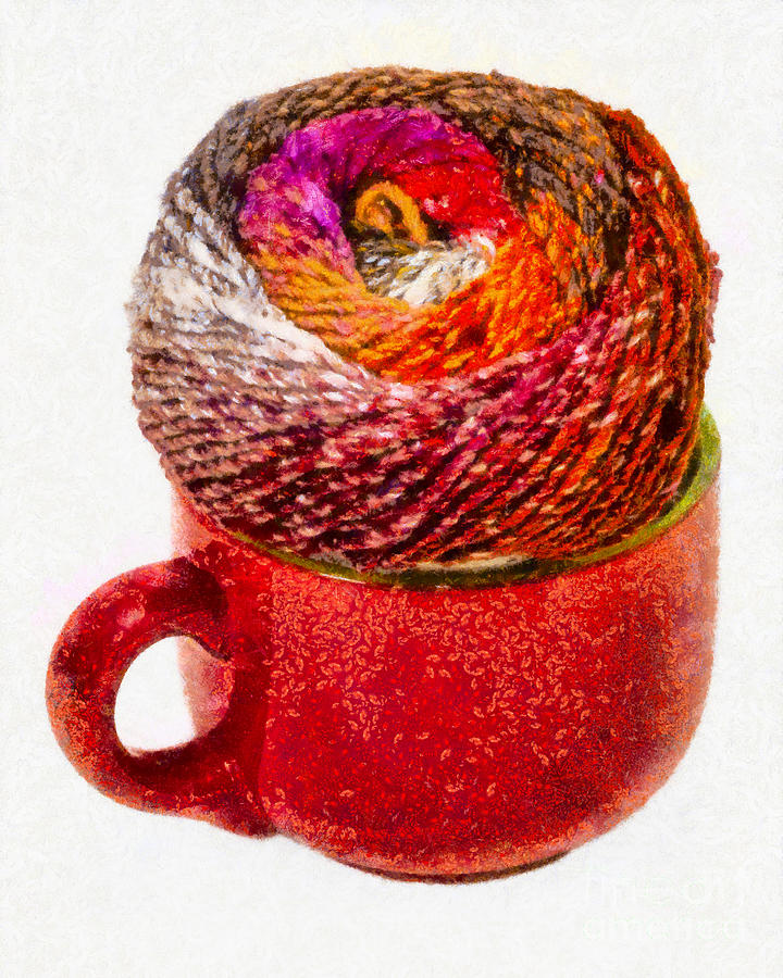Large cup with knitting yarn Photograph by Les Palenik