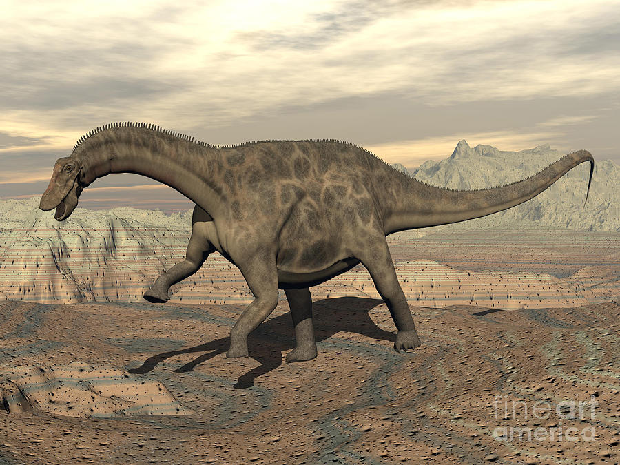 Dinosaur Digital Art - Large Dicraeosaurus Dinosaur Walking by Elena Duvernay