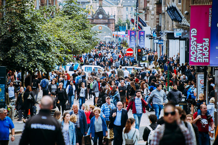 Large group of people in Buchanan Street. Glasgow. Photograph by MarioGuti