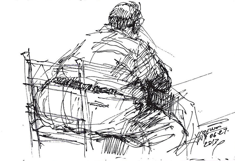 Big Man Drawing - Large Guy by Ylli Haruni