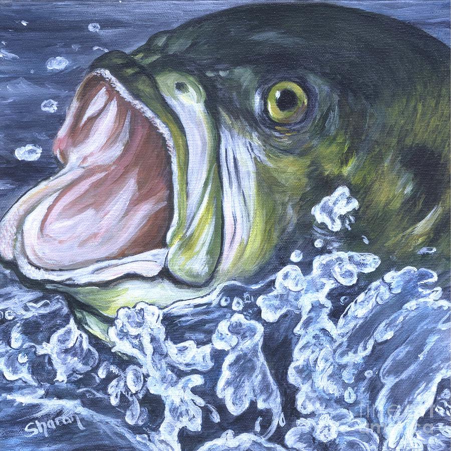 Large mouth bass Painting by Sharon Molinaro