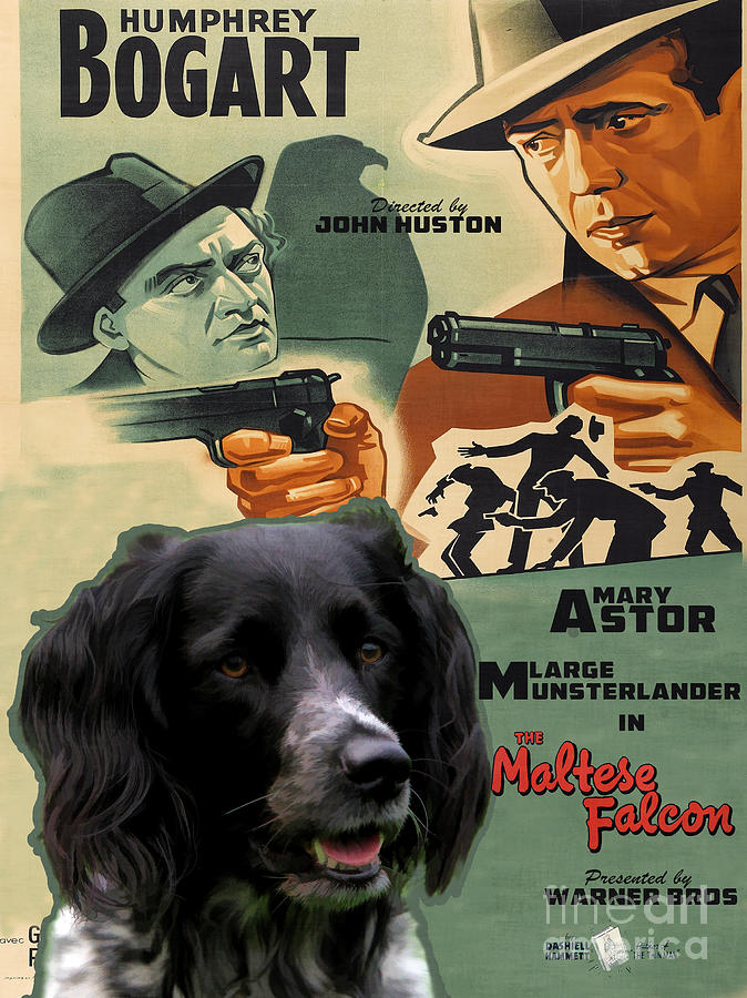 Large Munsterlander Art Canvas Print - The Maltese Falcon Movie Poster Painting by Sandra Sij