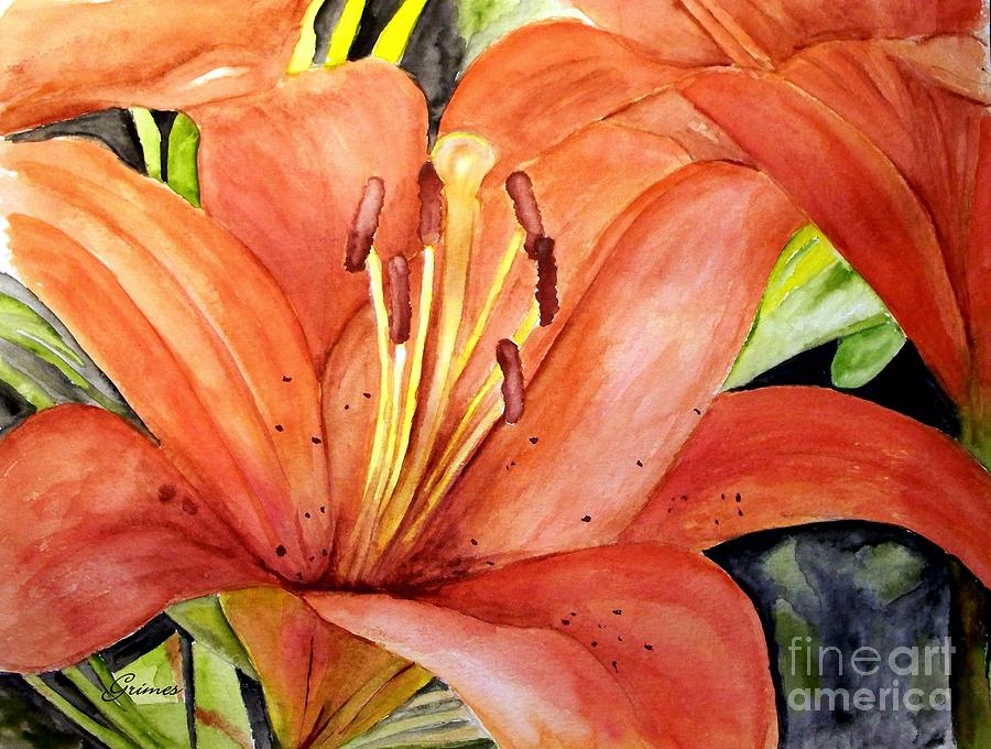 Large Orange Lily Painting by Carol Grimes