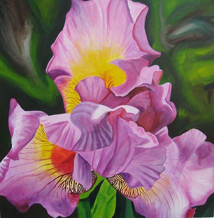 Large Pink Iris Painting by Lisa Wiertel - Fine Art America