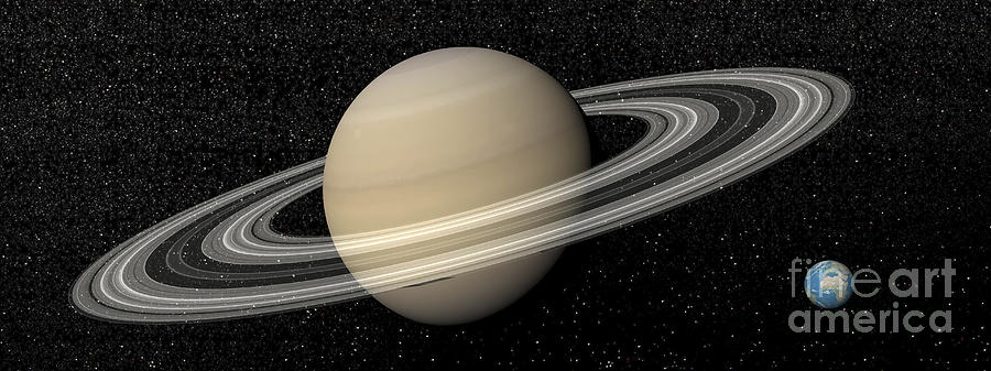 Large Planet Saturn And Its Rings Next Digital Art by Elena Duvernay