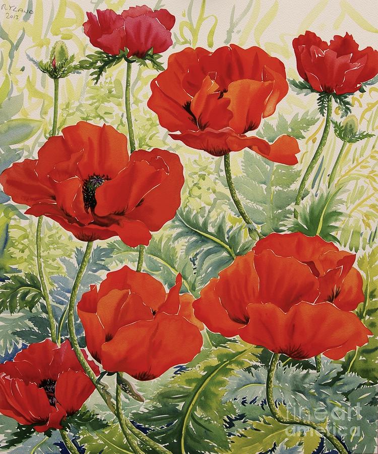 Large Red Poppies Painting by Christopher Ryland