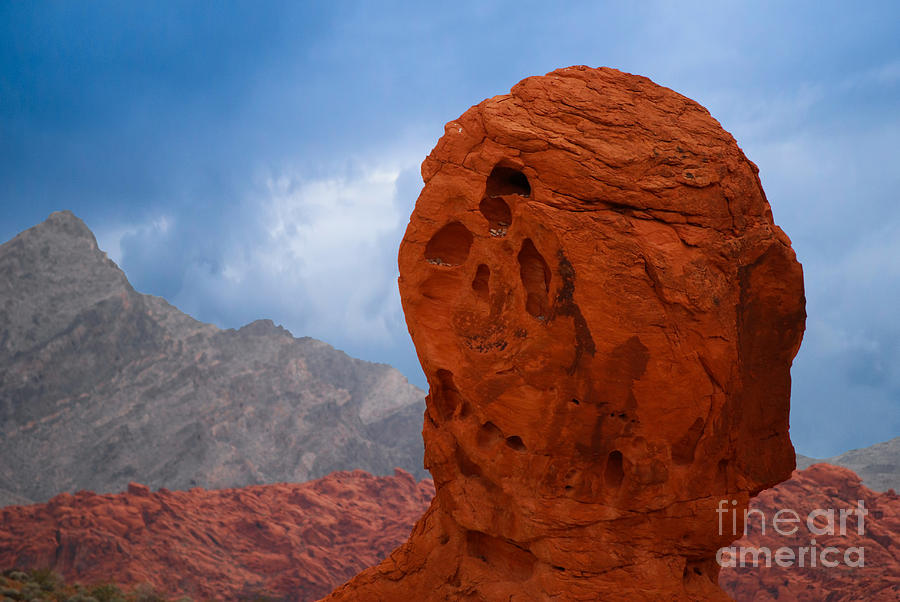 Mountain Photograph - Large red rock in Valley Of Fire by Les Palenik