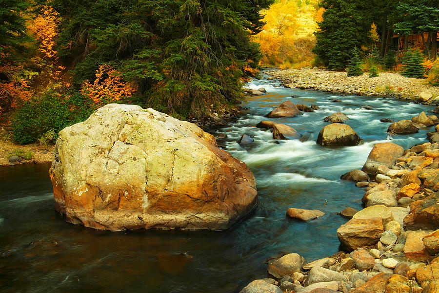 Large Rock In The River Photograph by Jeff Swan