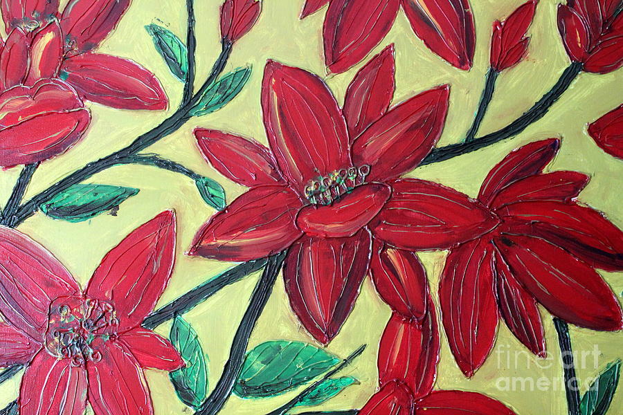 Larger Red Flowers Painting by Cynthia Snyder
