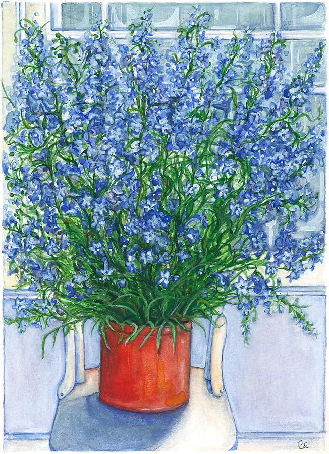 Flower Painting - Larkspur by Barbara Esposito