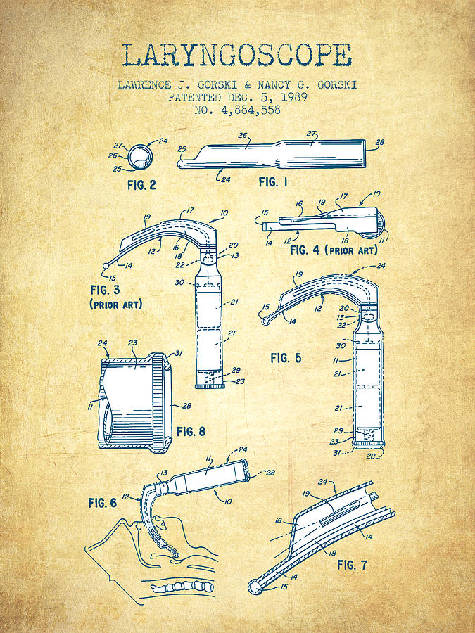 Vintage Digital Art - Laryngoscopy Patent from 1964 - Vintage Paper by Aged Pixel
