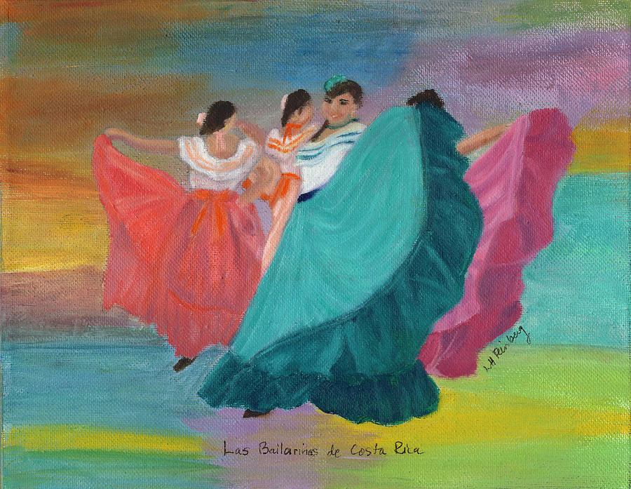 Las Bailarinas de Costa Rica Painting by Linda Feinberg
