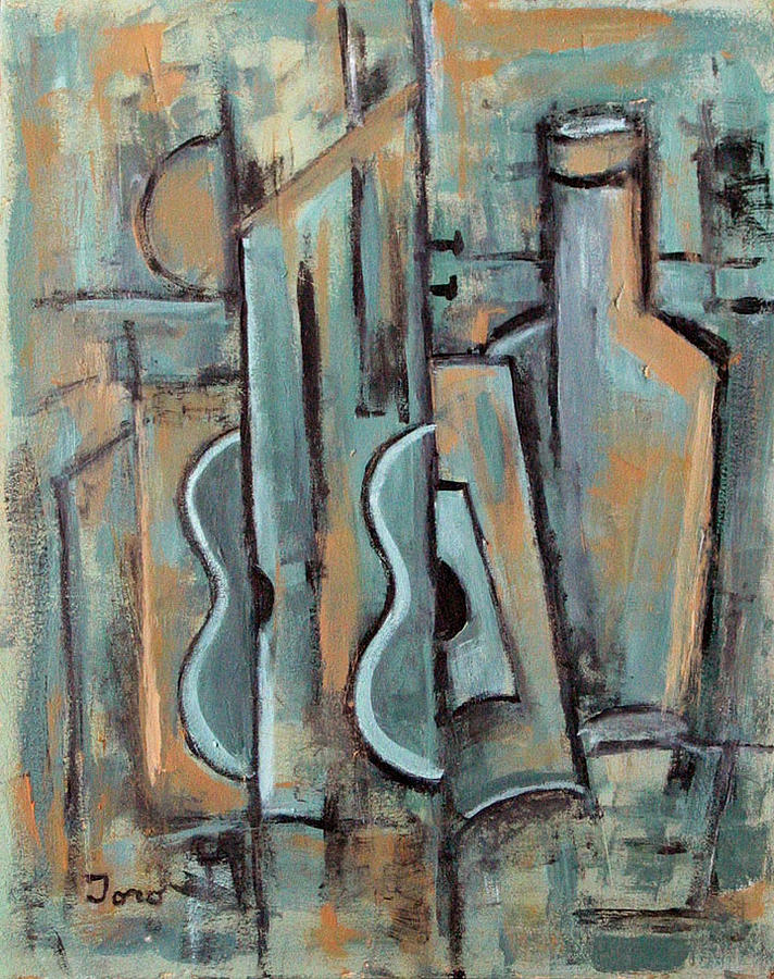 Las Guitarras Turquesas Painting by Trish Toro