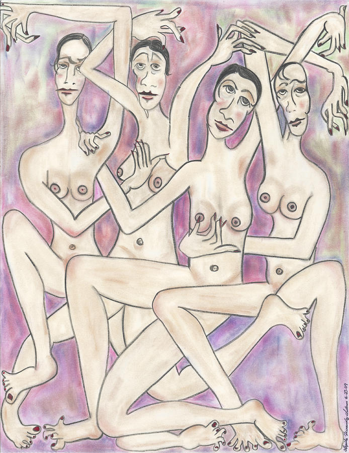 Nude Painting - Las Hijas de Dona Torcida by Lupita Fernandez Soberon