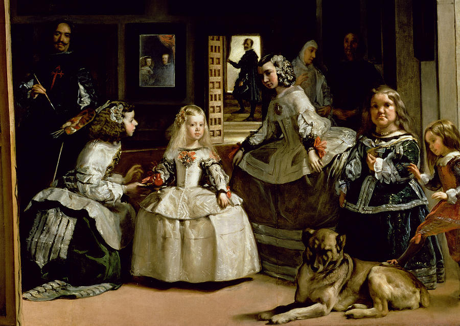 Las Meninas, Detail Of The Lower Half Depicting The Family Of Philip Iv Of Spain, 1656 Painting by Diego Rodriguez de Silva y Velazquez