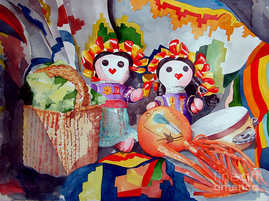 Las Muneca Chicas Painting by Kandyce Waltensperger