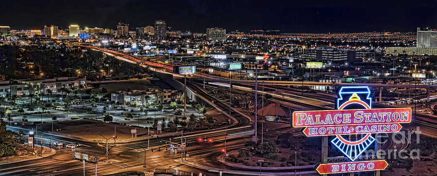 Las Vegas Cityscape Skyline at Night Panoramic Photograph by Leah McDaniel
