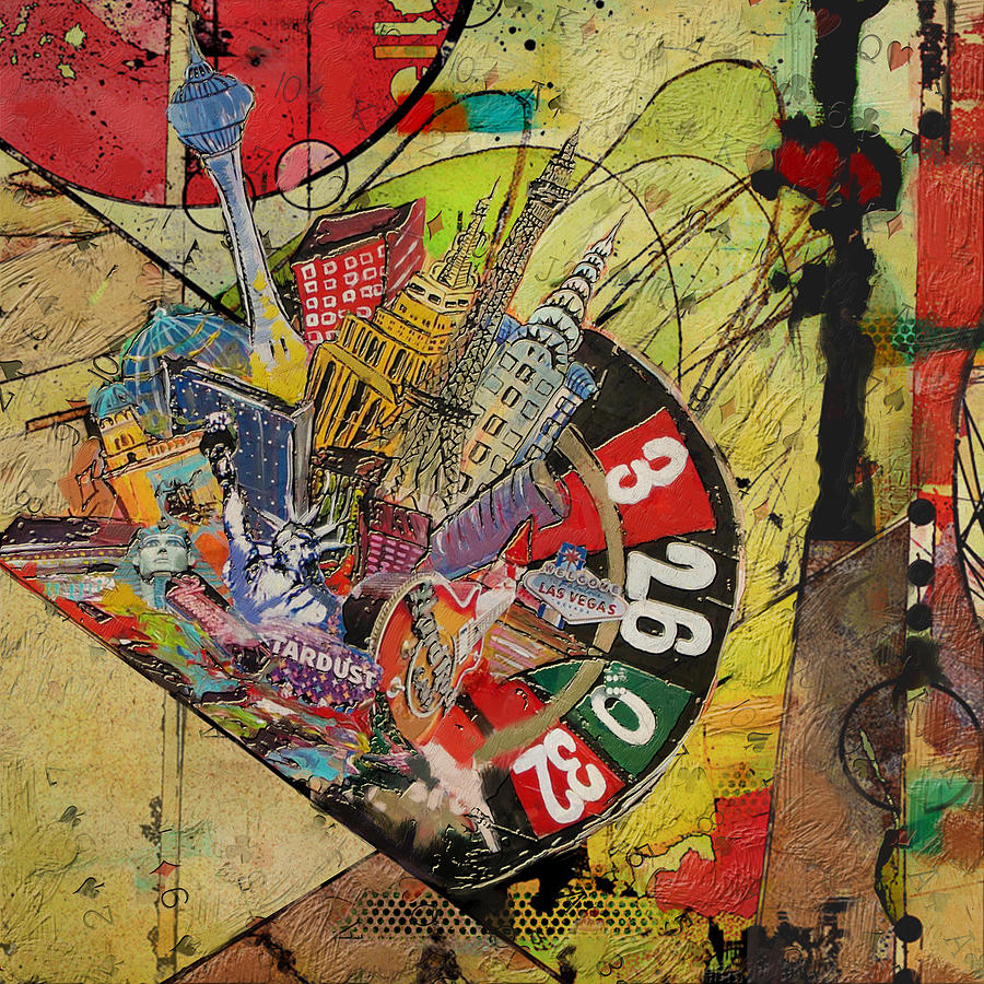 Las Vegas Collage Painting by Corporate Art Task Force