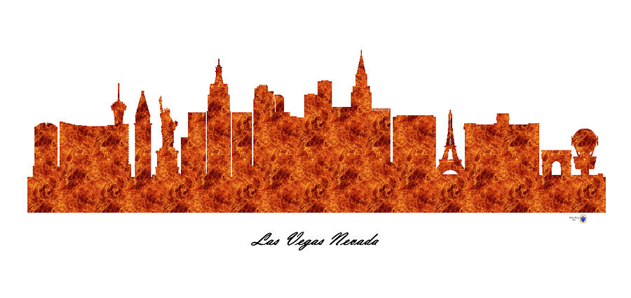Las Vegas Nevada Raging Fire Skyline Digital Art by Gregory Murray