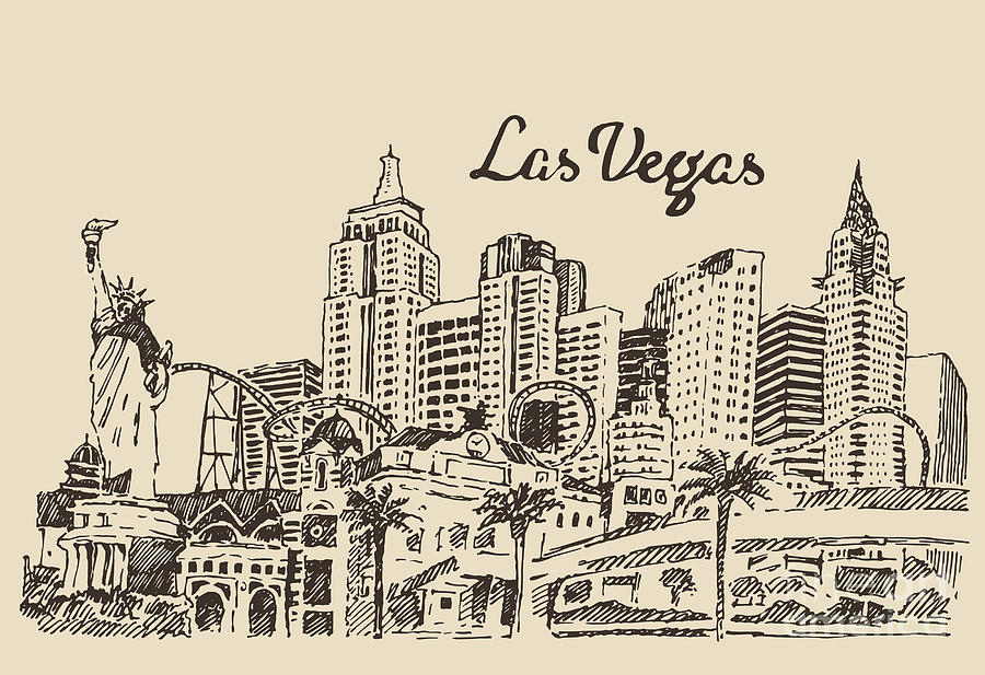 Las Vegas Skyline Big City Digital Art by Grop