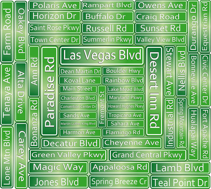 Las Vegas Street Road Signs  Digital Art by Gravityx9  Designs
