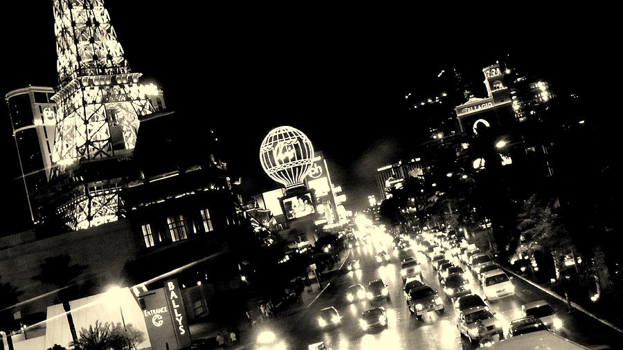 Las Vegas Strip Black and White XL Format Photograph by Katy Hawk