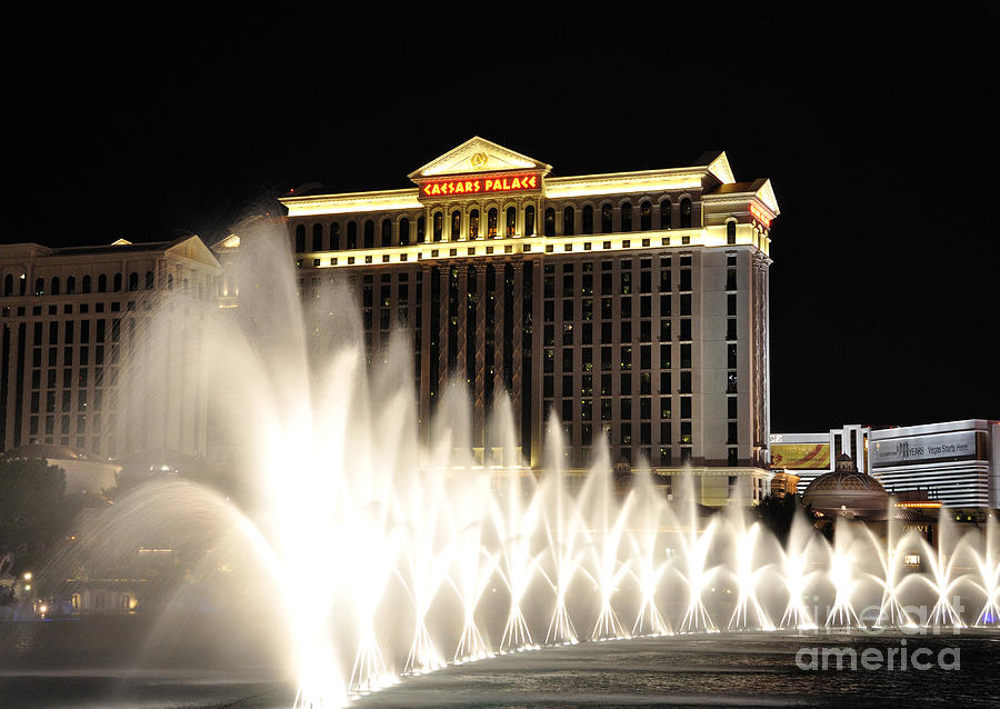 Las Vegas Water Fountain Caesars Palace Light Show Photograph by Gary Whitton