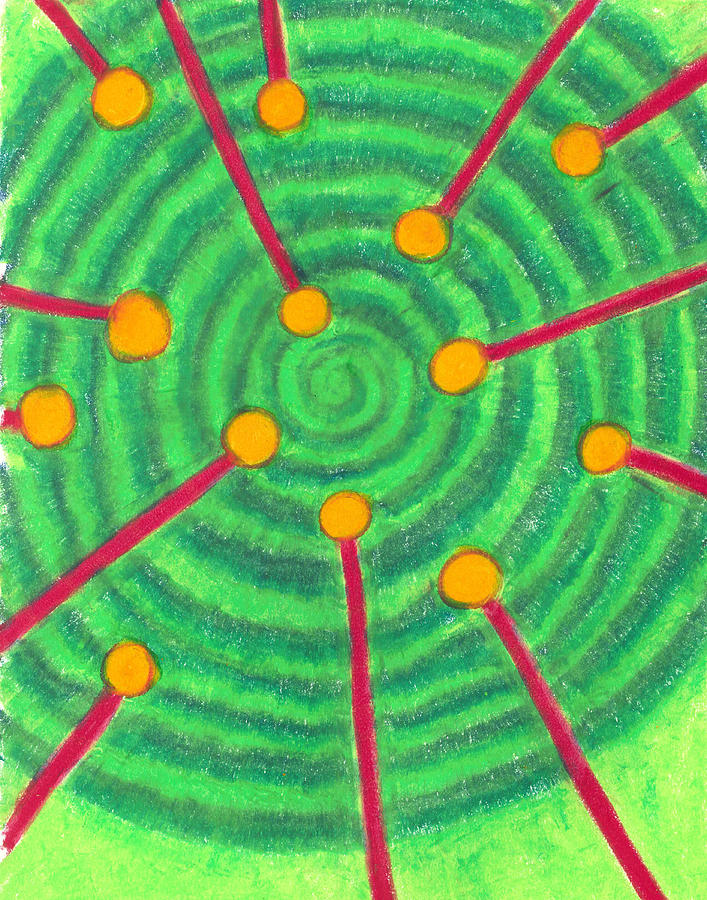 Laser Points on the Spiral Path Painting by Carrie MaKenna